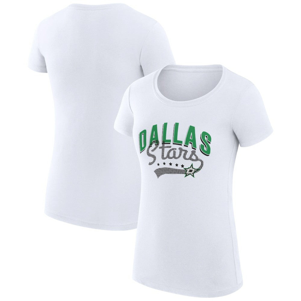 NHL Dallas Stars G-III 4Her by Carl Banks Women's Super-Slim Fit Lightweight Filigree Logo T-Shirt – White