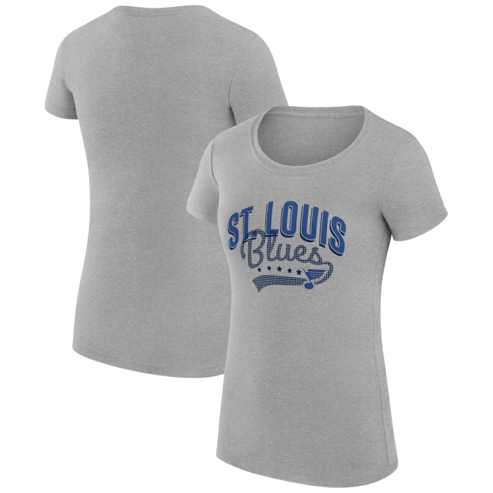 NHL St. Louis Blues G-III 4Her by Carl Banks Women's Super-Slim Fit Lightweight Filigree Logo T-Shirt – Gray
