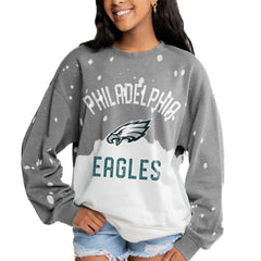 Gameday Couture Women's Oversized Coin Toss Faded French Terry Tri-Blend Pullover Sweatshirt - Philadelphia Eagles Pullover