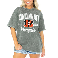 Gameday Couture Women's Tackle Titan Boyfriend Washed T-Shirt - Cincinnati Bengals T-shirts