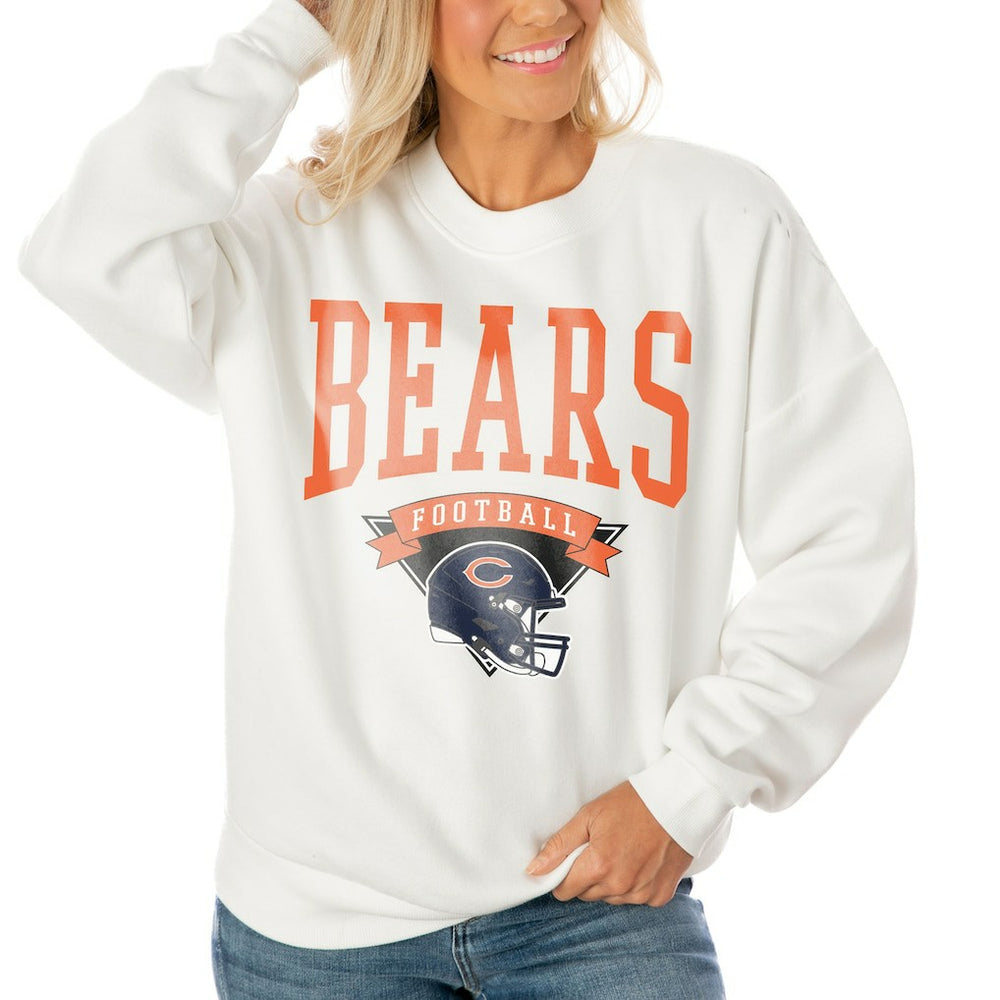 Gameday Couture Women's Oversized Yard Line Tri-Blend Pullover Sweatshirt - Chicago Bears Pullover
