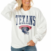 Gameday Couture Women's Oversized Yard Line Tri-Blend Pullover Sweatshirt - Houston Texans Pullover