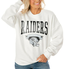 Gameday Couture Women's Oversized Yard Line Tri-Blend Pullover Sweatshirt - Las Vegas Raiders Pullover