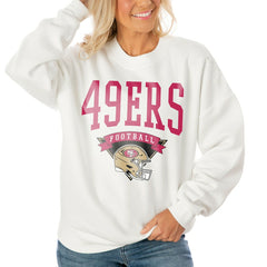 Gameday Couture Women's Oversized Yard Line Tri-Blend Pullover Sweatshirt - San Francisco 49ers Pullover