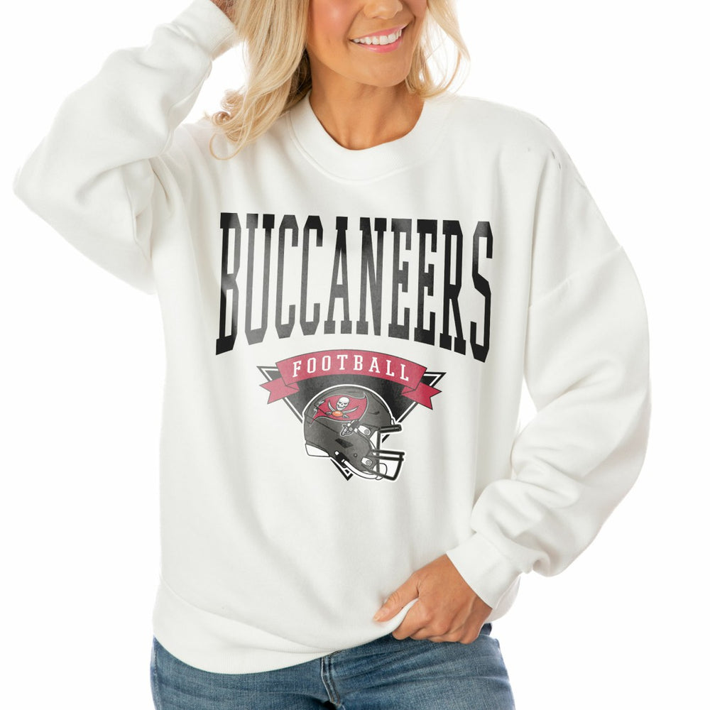 Gameday Couture Women's Oversized Yard Line Tri-Blend Pullover Sweatshirt - Tampa Bay Buccaneers Pullover