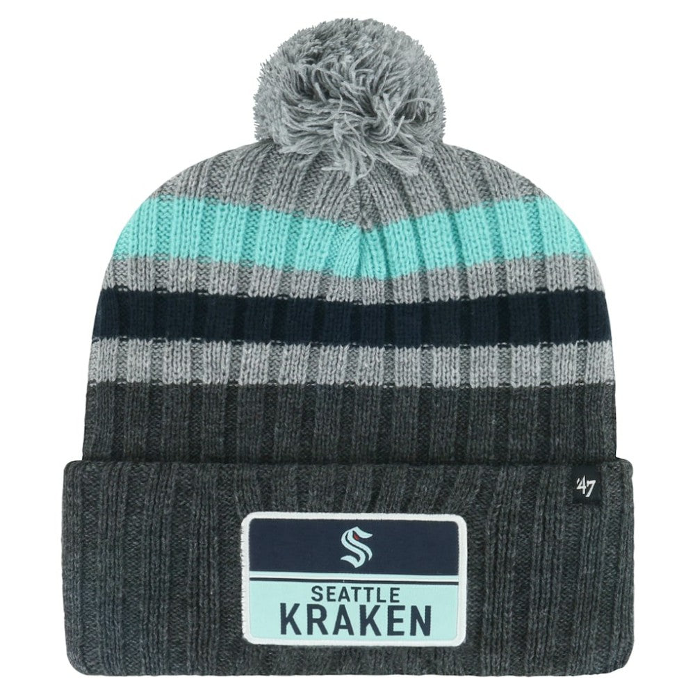 NHL Seattle Kraken '47 Stack Patch Cuffed Knit Hat with Pom