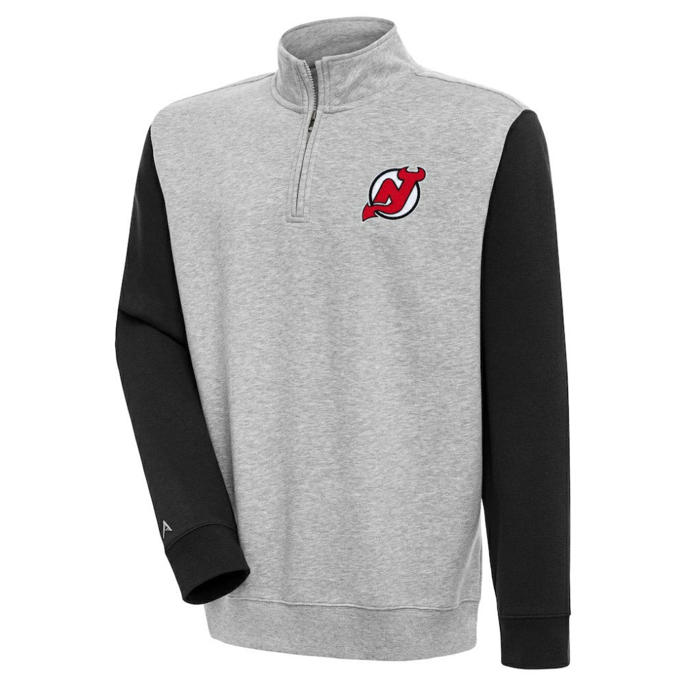 NHL New Jersey Devils Antigua Victory Colorblock Quarter-Zip Pullover Top