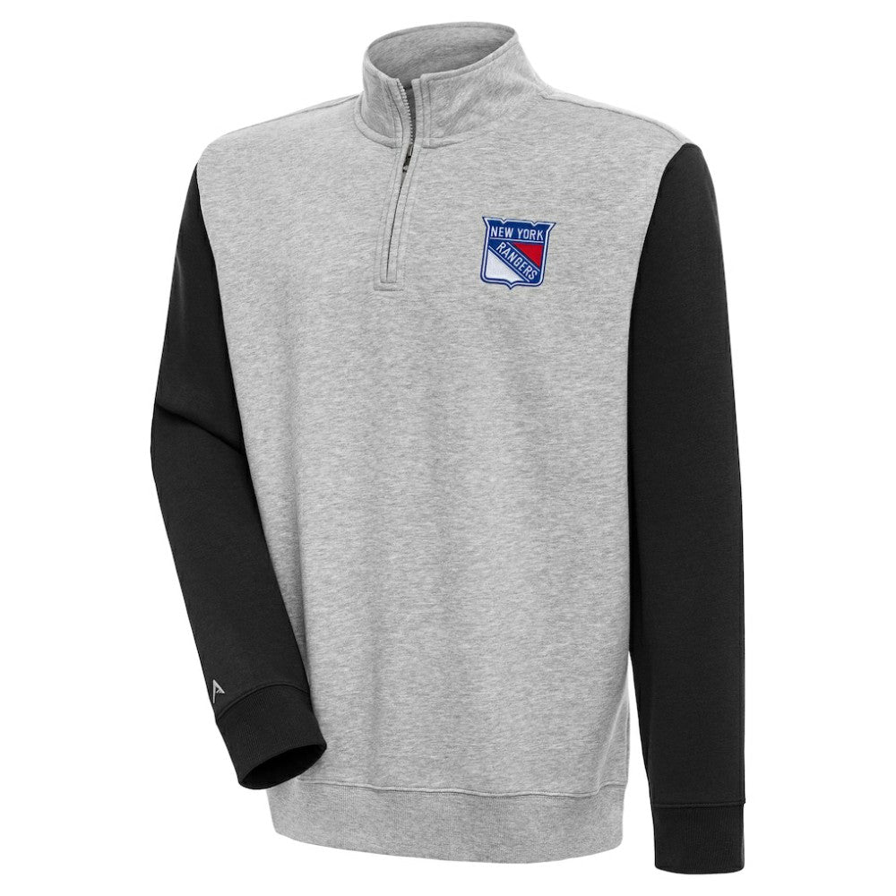 NHL New York Rangers Antigua Victory Colorblock Quarter-Zip Pullover Top