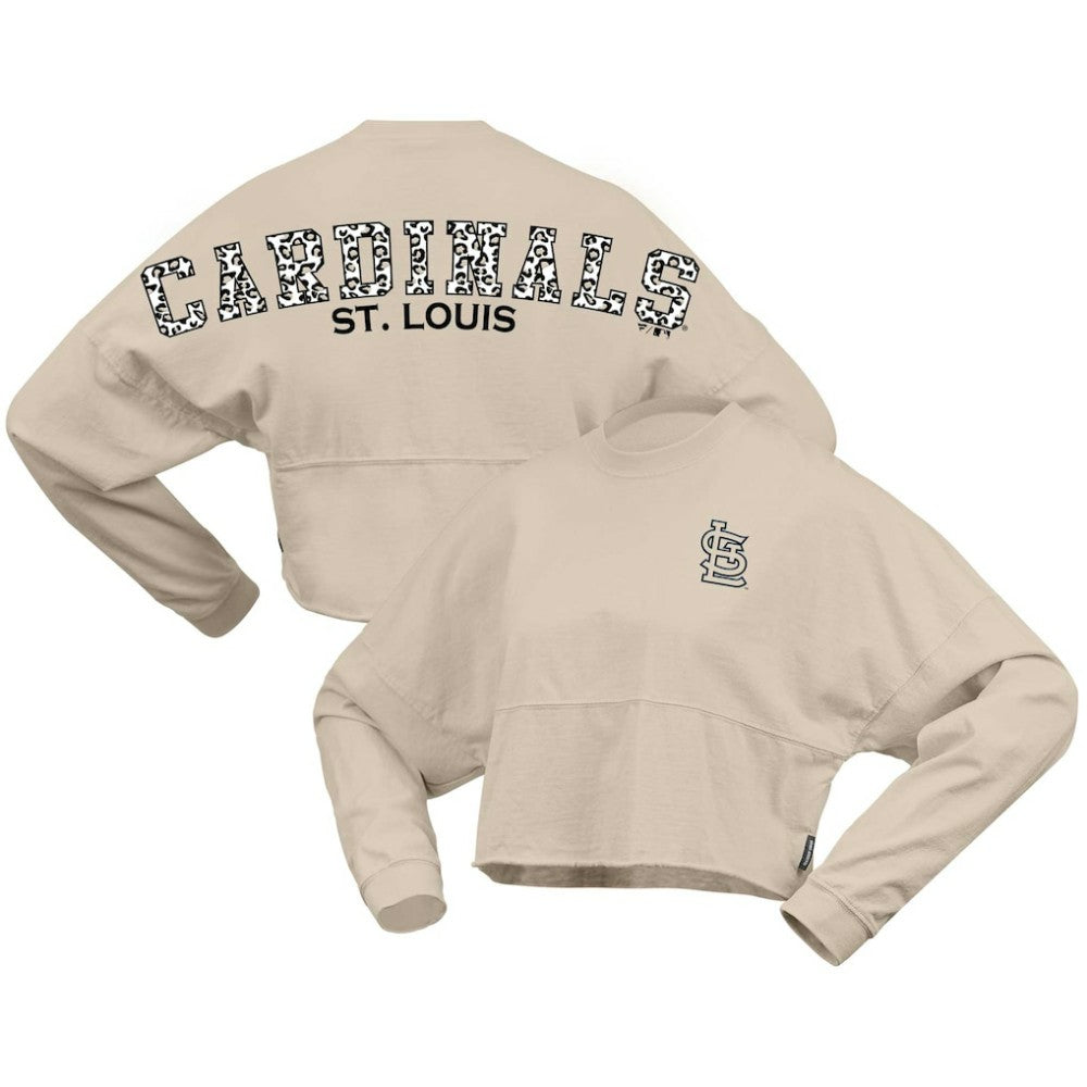 Cream St. Louis Cardinals Fanatics Women's Long Sleeve Cropped Jersey T-Shirt