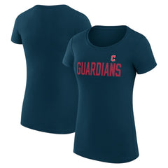 Navy Cleveland Guardians G-III 4Her by Carl Banks Women's Super-Slim Fit Lightweight Dot Print T-Shirt