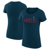 Navy Los Angeles Angels G-III 4Her by Carl Banks Women's Super-Slim Fit Lightweight Dot Print T-Shirt