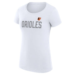 White Baltimore Orioles G-III 4Her by Carl Banks Women's Super-Slim Fit Lightweight Dot Print T-Shirt