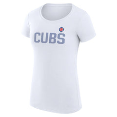 White Chicago Cubs G-III 4Her by Carl Banks Women's Super-Slim Fit Lightweight Dot Print T-Shirt