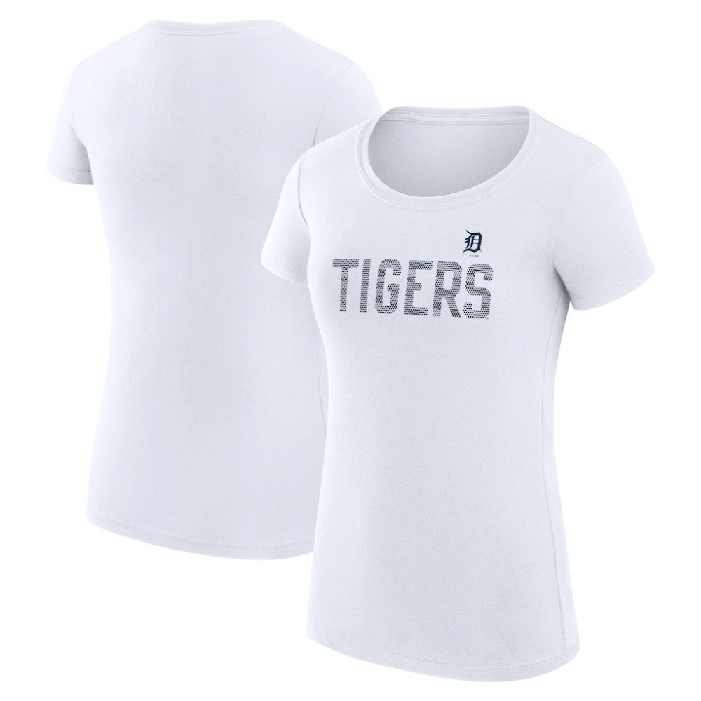 White Detroit Tigers G-III 4Her by Carl Banks Women's Super-Slim Fit Lightweight Dot Print T-Shirt