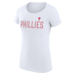 White Philadelphia Phillies G-III 4Her by Carl Banks Women's Super-Slim Fit Lightweight Dot Print T-Shirt