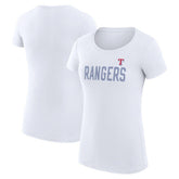White Texas Rangers G-III 4Her by Carl Banks Women's Super-Slim Fit Lightweight Dot Print T-Shirt