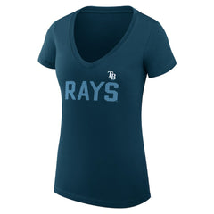 Navy Tampa Bay Rays G-III 4Her by Carl Banks Women's Super-Slim Fit Lightweight Dot Print V-Neck T-Shirt