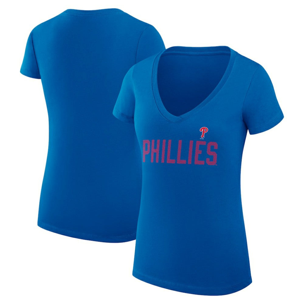 Royal Philadelphia Phillies G-III 4Her by Carl Banks Women's Super-Slim Fit Lightweight Dot Print V-Neck T-Shirt