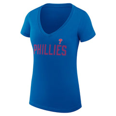 Royal Philadelphia Phillies G-III 4Her by Carl Banks Women's Super-Slim Fit Lightweight Dot Print V-Neck T-Shirt
