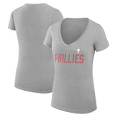 Gray Philadelphia Phillies G-III 4Her by Carl Banks Women's Super-Slim Fit Lightweight Dot Print V-Neck T-Shirt