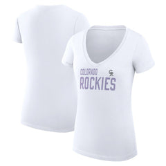 White Colorado Rockies G-III 4Her by Carl Banks Women's Super-Slim Fit Lightweight Dot Print V-Neck T-Shirt