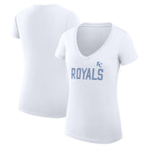 White Kansas City Royals G-III 4Her by Carl Banks Women's Super-Slim Fit Lightweight Dot Print V-Neck T-Shirt