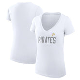 White Pittsburgh Pirates G-III 4Her by Carl Banks Women's Super-Slim Fit Lightweight Dot Print V-Neck T-Shirt