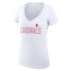 White St. Louis Cardinals G-III 4Her by Carl Banks Women's Super-Slim Fit Lightweight Dot Print V-Neck T-Shirt
