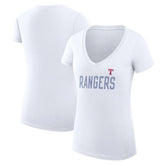 White Texas Rangers G-III 4Her by Carl Banks Women's Super-Slim Fit Lightweight Dot Print V-Neck T-Shirt