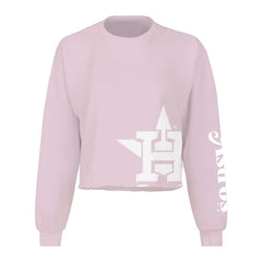 Pink Houston Astros Fanatics Women's Cropped Slouchy Long Sleeve T-Shirt
