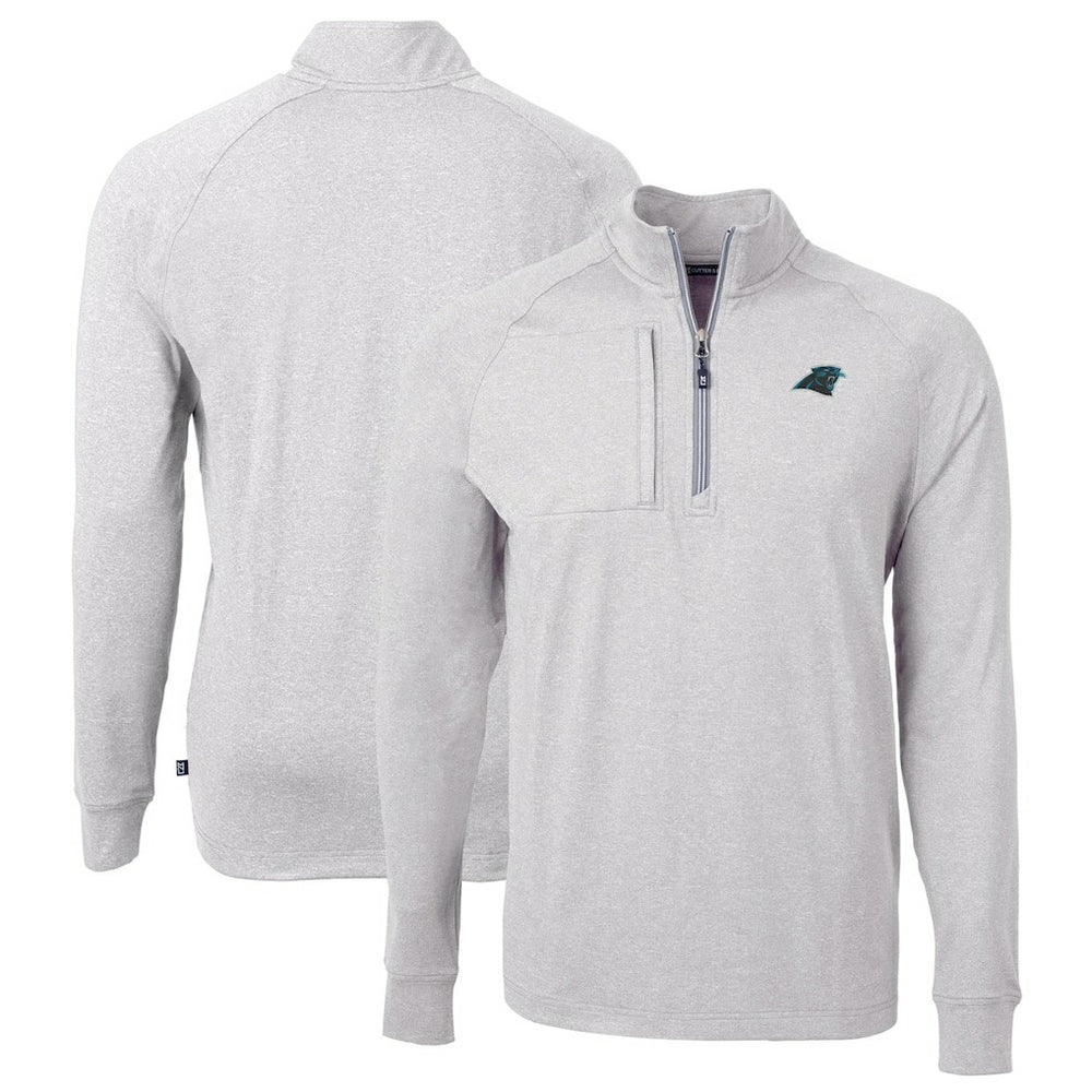 Cutter & Buck Big & Tall Adapt Eco Knit Quarter-Zip Pullover Top - Carolina Panthers Pullover