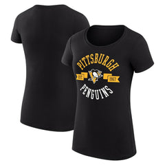 NHL Pittsburgh Penguins G-III 4Her by Carl Banks Women's Super-Slim Fit Lightweight City Graphic Sport Crewneck T-Shirt