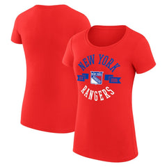 NHL New York Rangers G-III 4Her by Carl Banks Women's Super-Slim Fit Lightweight City Graphic Sport Crewneck T-Shirt