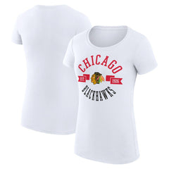 NHL Chicago Blackhawks G-III 4Her by Carl Banks Women's Super-Slim Fit Lightweight City Graphic Sport Crewneck T-Shirt
