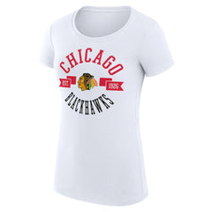 NHL Chicago Blackhawks G-III 4Her by Carl Banks Women's Super-Slim Fit Lightweight City Graphic Sport Crewneck T-Shirt