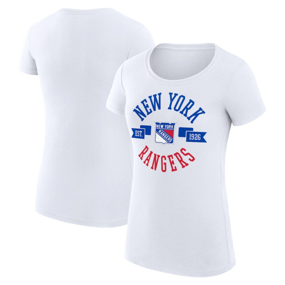NHL New York Rangers G-III 4Her by Carl Banks Women's Super-Slim Fit Lightweight City Graphic Sport Crewneck T-Shirt