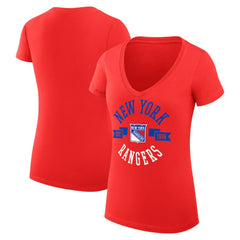 NHL New York Rangers G-III 4Her by Carl Banks Women's Super-Slim Fit Lightweight City Graphic V-Neck T-Shirt