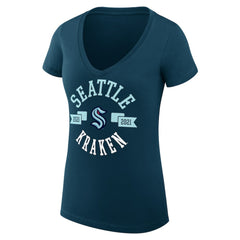 NHL Seattle Kraken G-III 4Her by Carl Banks Women's Super-Slim Fit Lightweight City Graphic V-Neck T-Shirt