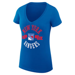 NHL New York Rangers G-III 4Her by Carl Banks Women's Super-Slim Fit Lightweight City Graphic V-Neck T-Shirt