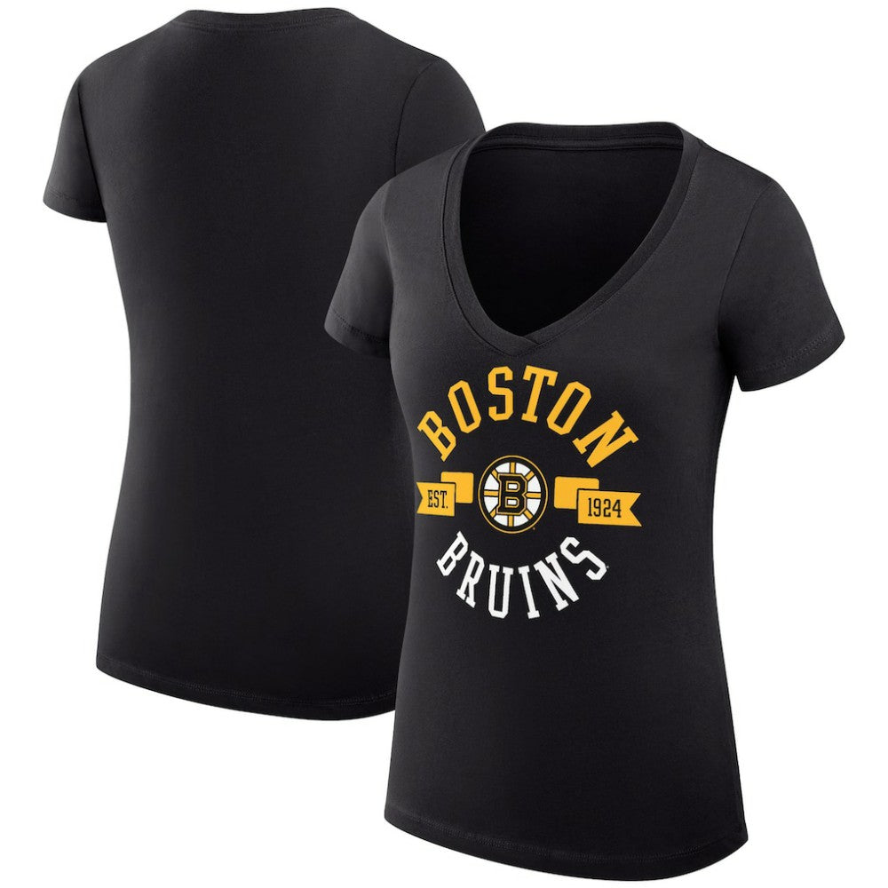 NHL Boston Bruins G-III 4Her by Carl Banks Women's Super-Slim Fit Lightweight City Graphic V-Neck T-Shirt