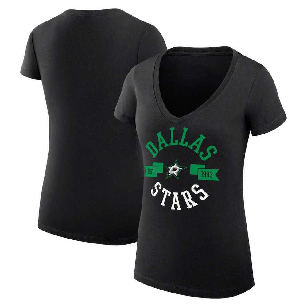 NHL Dallas Stars G-III 4Her by Carl Banks Women's Super-Slim Fit Lightweight City Graphic V-Neck T-Shirt