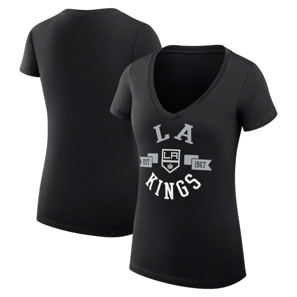 NHL Los Angeles Kings G-III 4Her by Carl Banks Women's Super-Slim Fit Lightweight City Graphic V-Neck T-Shirt
