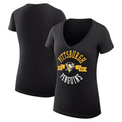 NHL Pittsburgh Penguins G-III 4Her by Carl Banks Women's Super-Slim Fit Lightweight City Graphic V-Neck T-Shirt