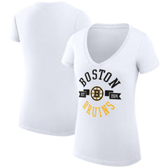 NHL Boston Bruins G-III 4Her by Carl Banks Women's Super-Slim Fit Lightweight City Graphic V-Neck T-Shirt