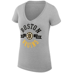 NHL Boston Bruins G-III 4Her by Carl Banks Women's Super-Slim Fit Lightweight City Graphic V-Neck T-Shirt