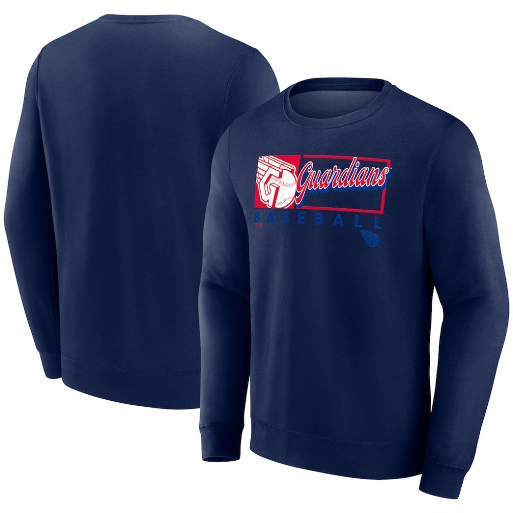 Navy Cleveland Guardians Fanatics Focus Fleece Pullover Sweatshirt