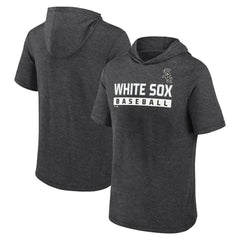 Heather Charcoal Chicago White Sox Fanatics Push Short Sleeve Pullover Hoodie