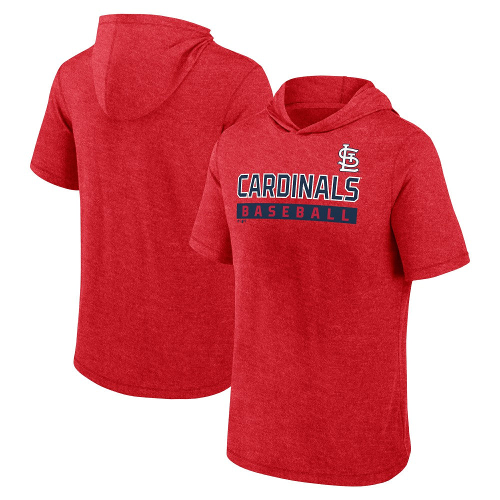 Heather Red St. Louis Cardinals Fanatics Push Short Sleeve Pullover Hoodie