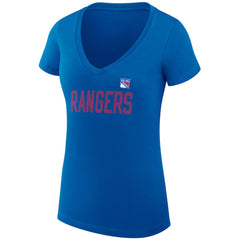NHL New York Rangers G-III 4Her by Carl Banks Women's Super-Slim Fit Lightweight Dot Print Team V-Neck T-Shirt