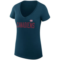NHL Montreal Canadiens G-III 4Her by Carl Banks Women's Super-Slim Fit Lightweight Dot Print Team V-Neck T-Shirt
